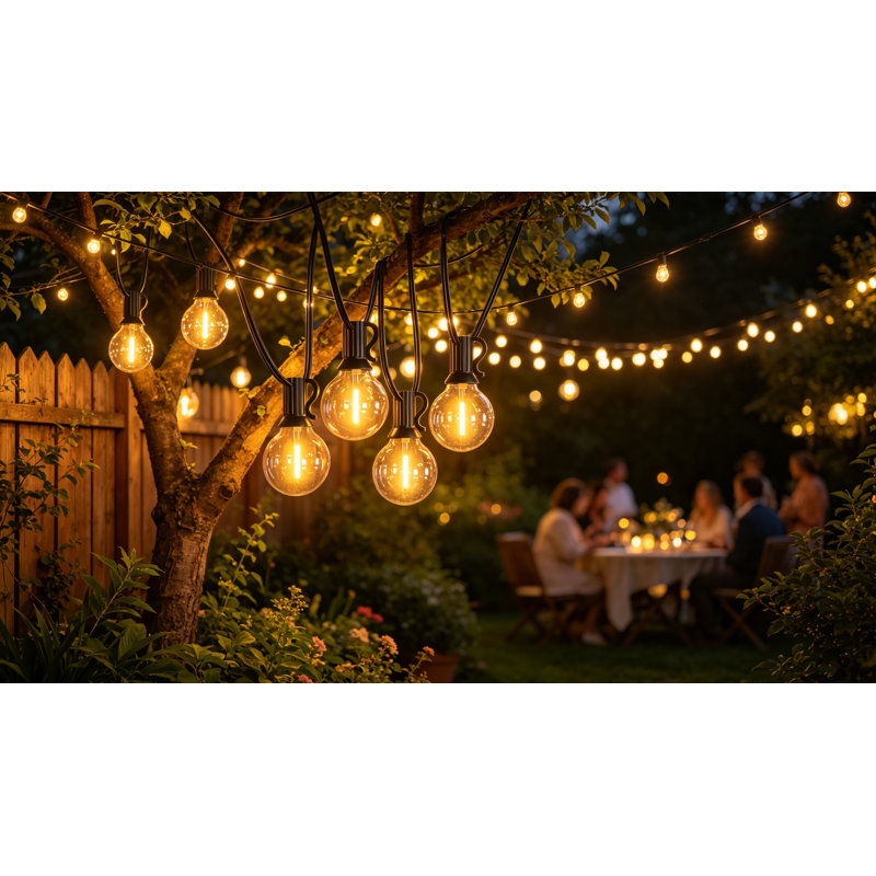 60FT G40 LED String Lights, Dimmable Waterproof, Connectable For Patio