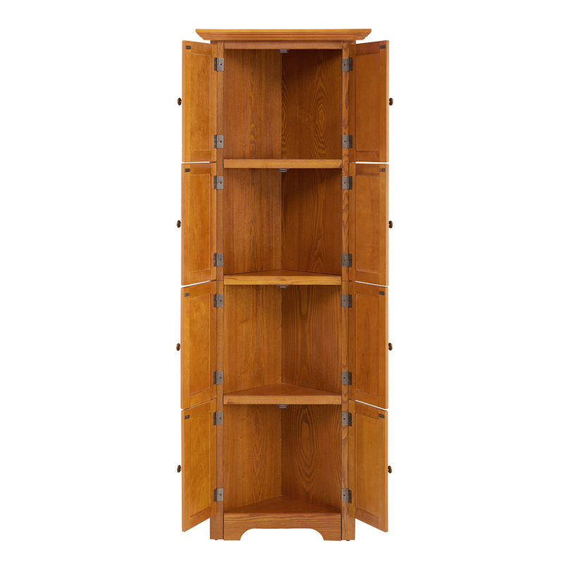 72" Corner Cabinet With 8 Doors - Keep Your Items Organized Construction Oak Color For Dining Area High Unit Versatile Storage Solution Home Office