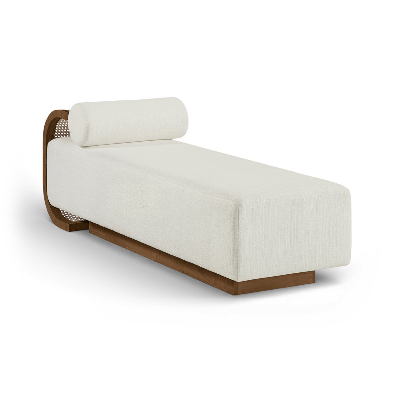 Chaise rembourrée Zephyr, Tissu crème texturé en lin, Brun noyer