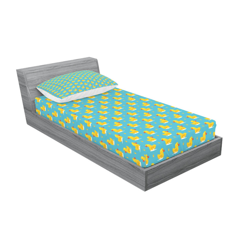 Drap-housse et coussin décoratif Ambesonne, Ensemble de draps pour lit simple + 3 pièces supp