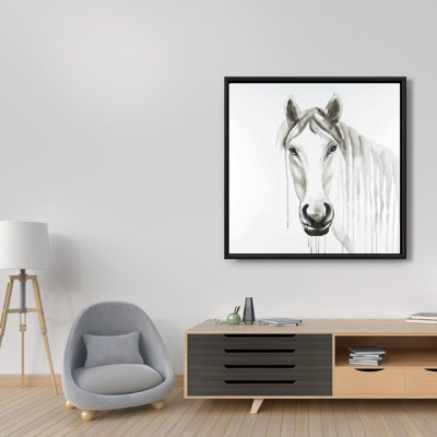 "Cheval blanc solitaire" sur toile