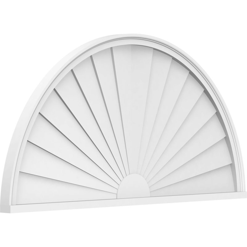 Demi-cercle à fronton en PVC de qualité architecturale Sunburst, H 28 po x l 56 po x P 2 po