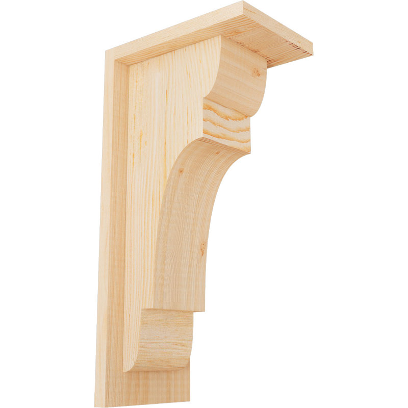 New Brighton Corbel w/Backplate, 16" H x 5.5" W x 8" D, Douglas Fir, Smooth