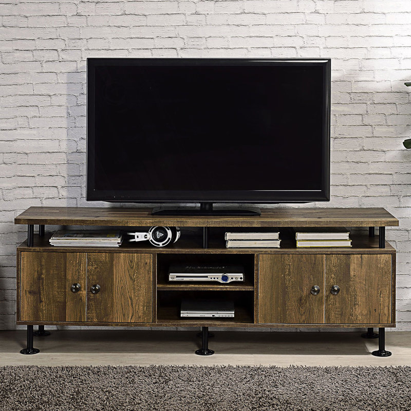 Meuble télé avec 4 compartiments ouverts, console de télévision