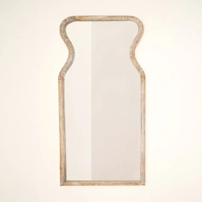 Wood Framed Decorative Wall Mirror, Irregular Freeform Wall  Mirror For Indoor Home Decor,70"