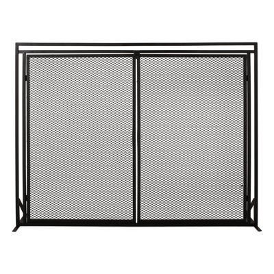 Sleek Iron Fireplace Screen - Spark Escape, 31.1"H X 40.91"W Functional From Fire Risks,