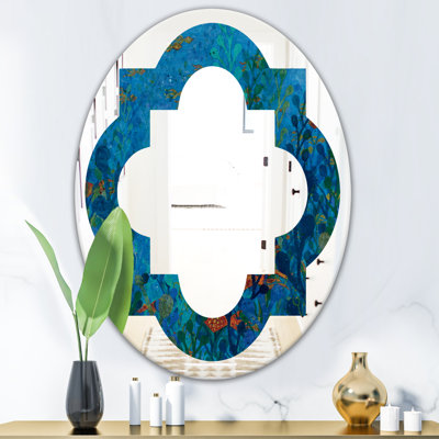 Miroir mural Underwater Lake Leaves I Quatrefoil Coastal