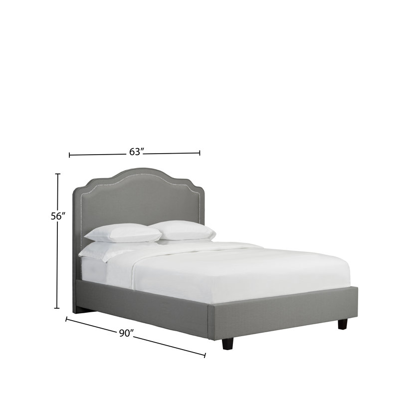 Lit plateforme avec rangement rembourré Stoneburner, Grand, Lin - Gris anthracite