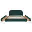 Grand lit plateforme tapissier avec tête de lit et tiroirs de rangement - Structure robuste, vert moderne-2116142228-2116142231