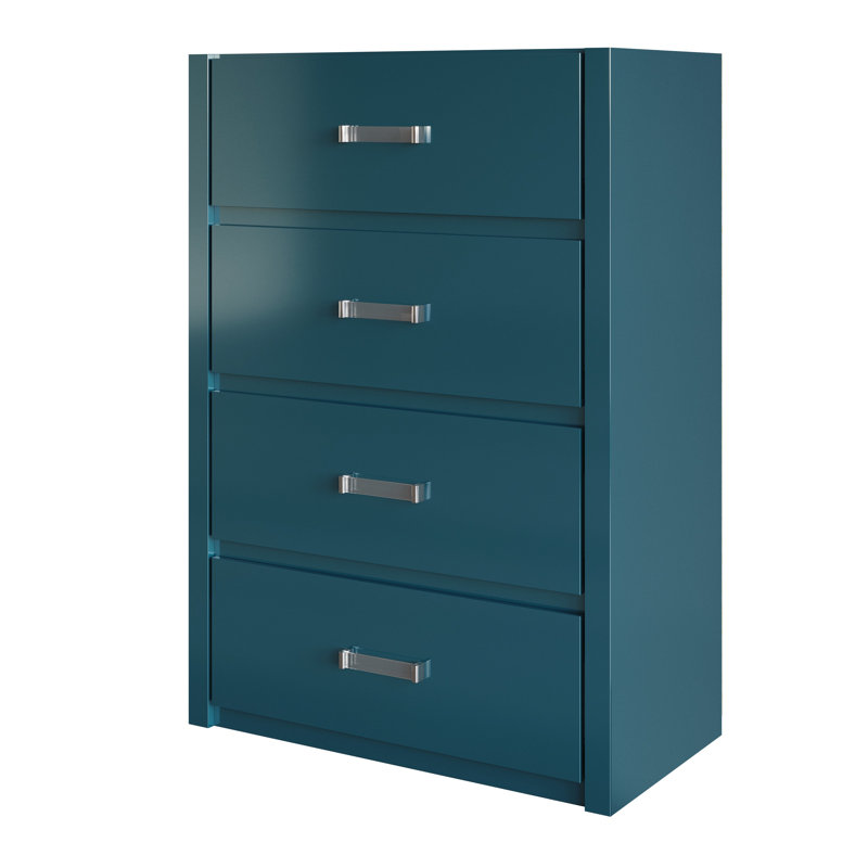 4 DRAWERS CHEST IN TEAL, Teal