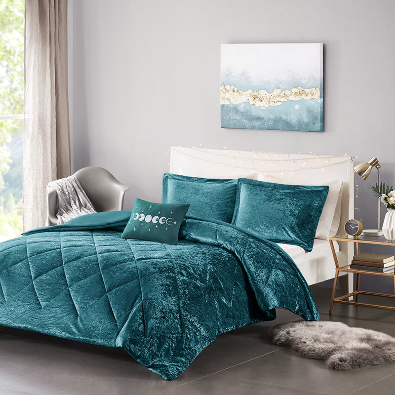 Couette en velours moderne, coussin décoratif, literie lavable avec housse, machine, Teal