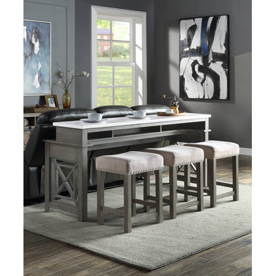 Majeic 3 - Person Faux Marble Top Four Leg Dining Set