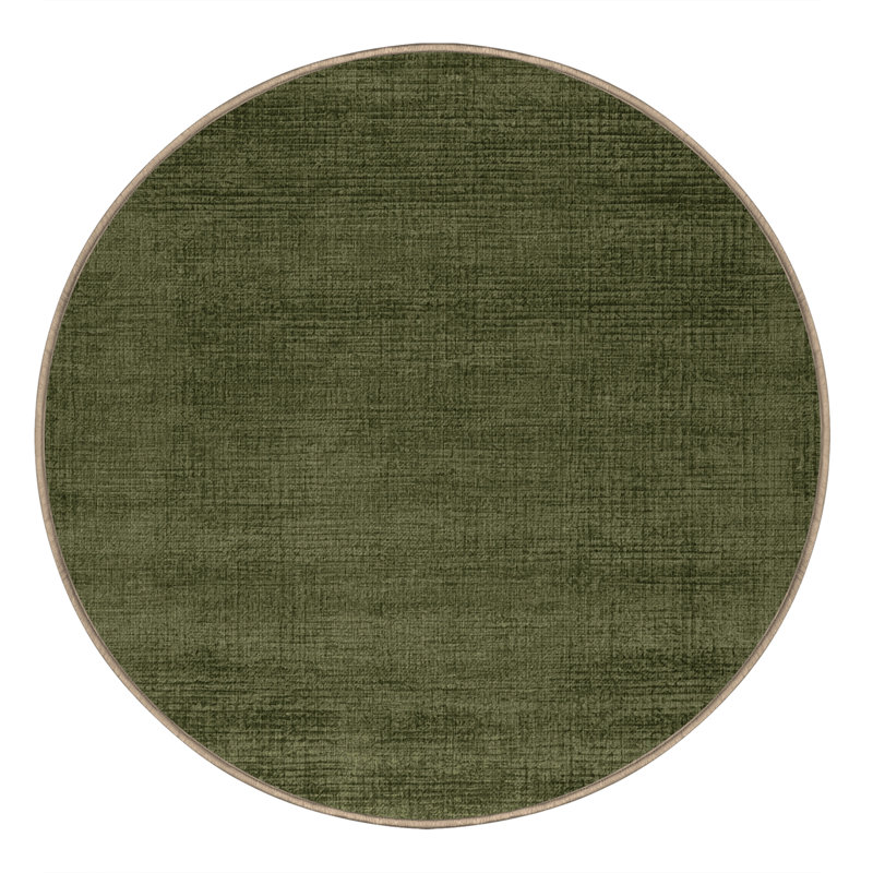 Machine Washable Solid Brown Area Rug, Round 4'