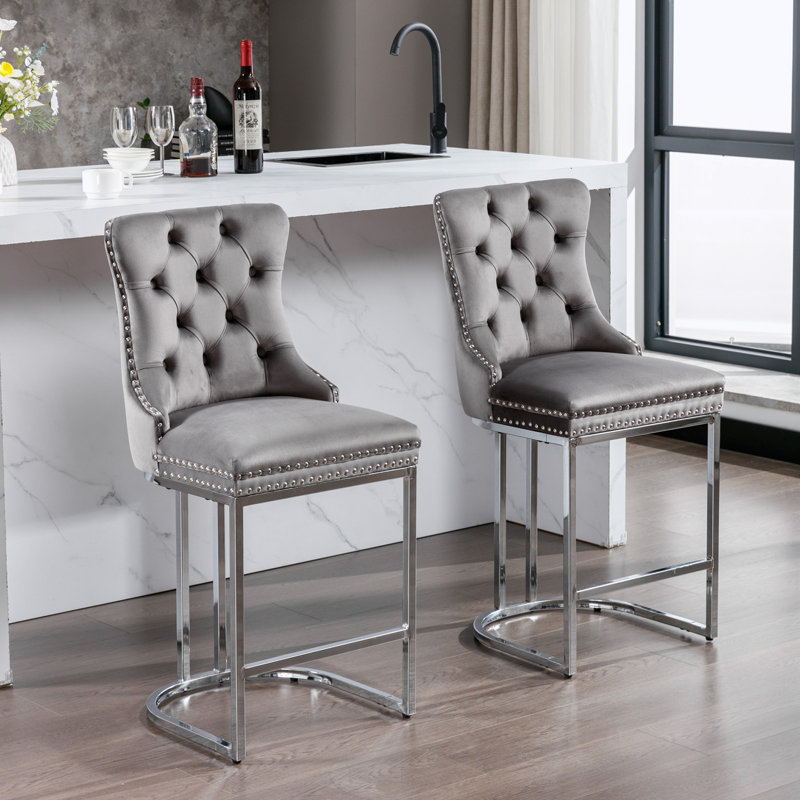 Tabouret de comptoir 26 po Jeshwa, gris