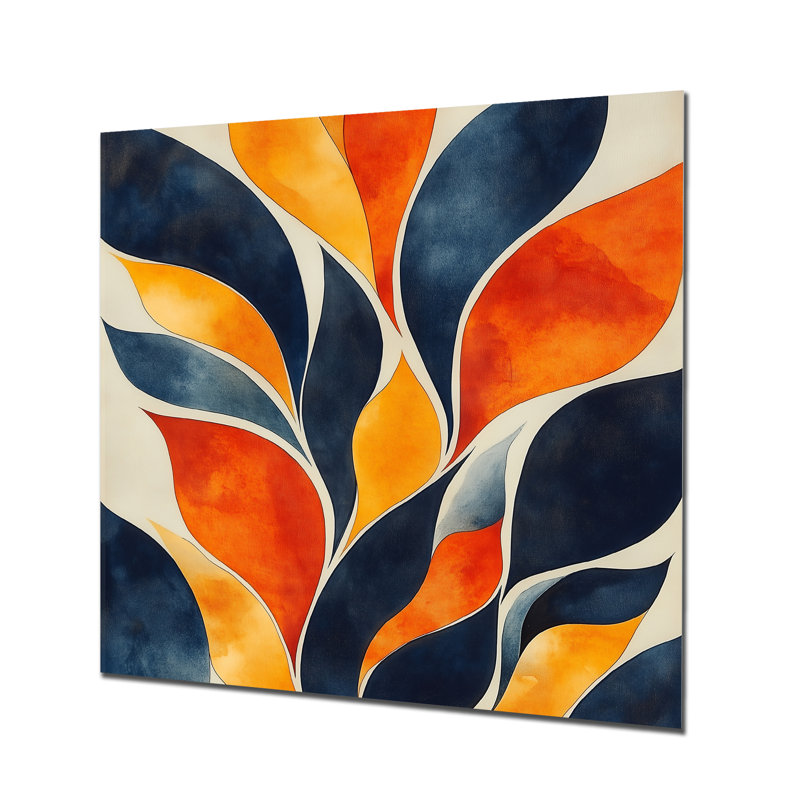 «Yellow Organics In Motion - Abstract Midcentury», reproduction d'art moderne éclectique, L 23 po x H 23 po