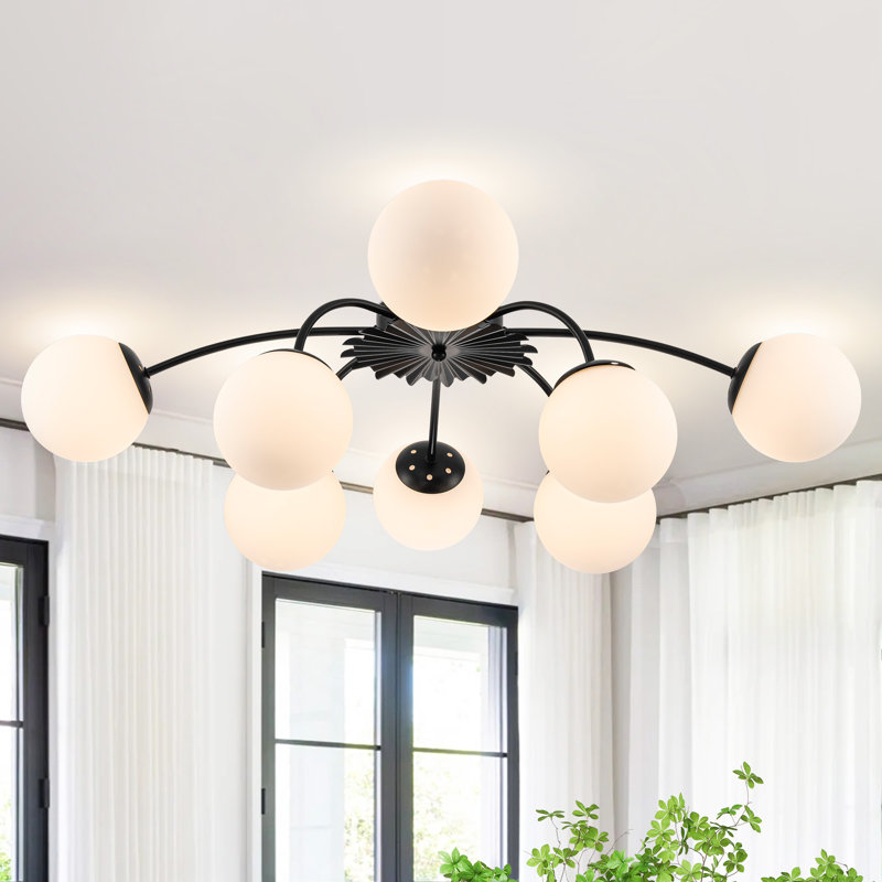 Plafonnier encastré Black, 9.4" H x 33" W x 33" D, 8 Lights