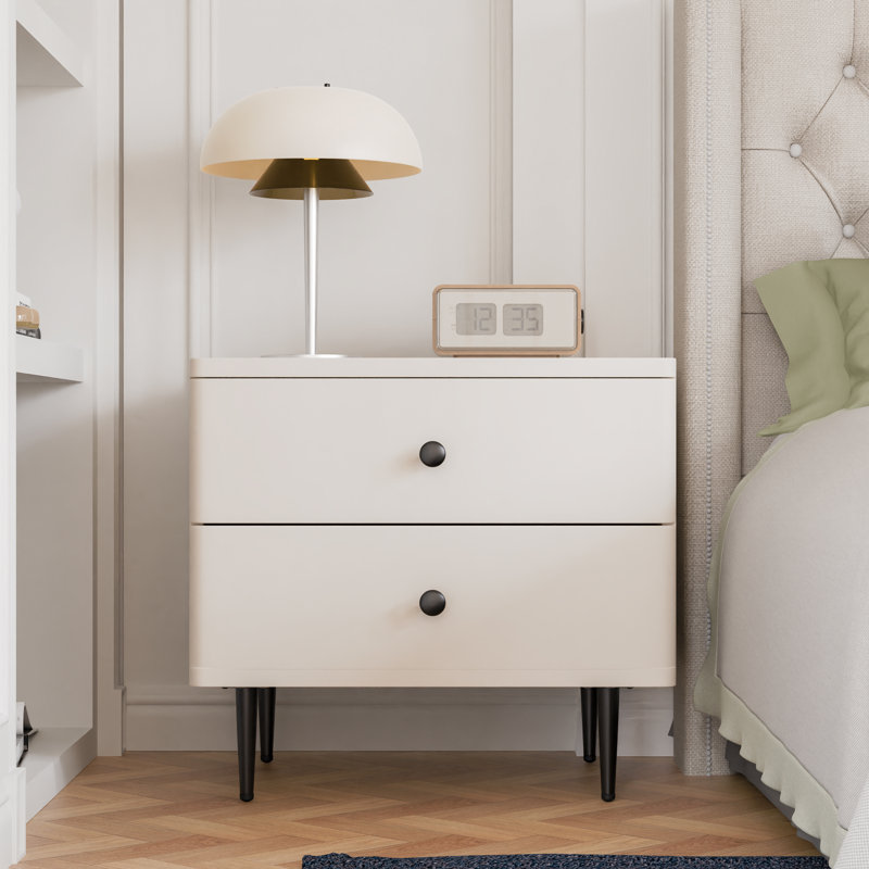 18" Modern 2 Drawer Nightstand, Bedside Table
