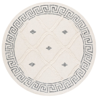 Tapis en laine / coton touffeté à la main Annebelle en noir / ivoire