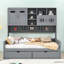 Lit de jour en bois 2 tiroirs avec tablettes-464308823-464308822