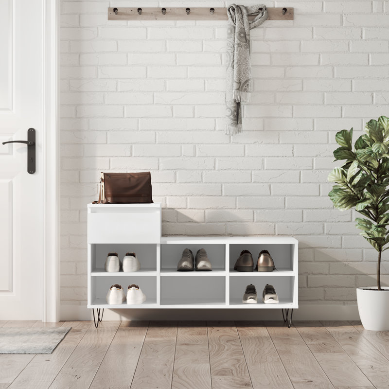 6 Pair Shoe Storage Cabinet, White