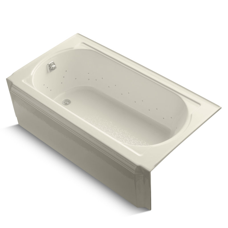 Memoirs 60" x 33.75" Whirlpool Cast Iron Bathtub with Heater, Polished Nickel, Cane Sugar