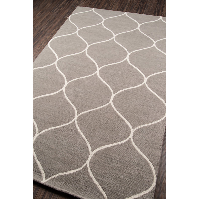 Tapis gris en laine touffeté à la main Uchida, Rectangle 9 pi x 12 pi