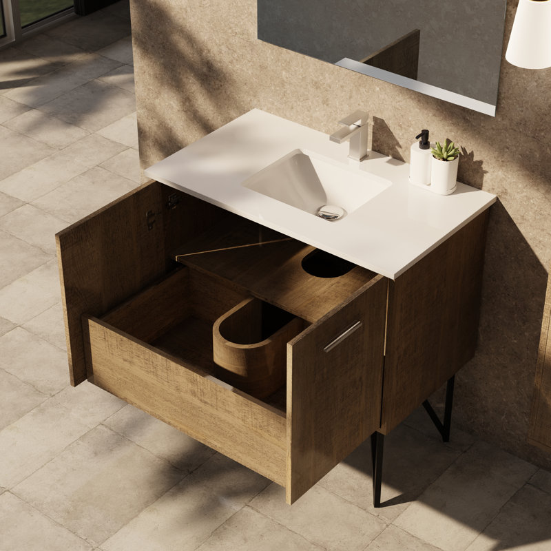 Lancy 36 in W x 20 in D Bath Vanity Top and Mirror, White Cultured Marble