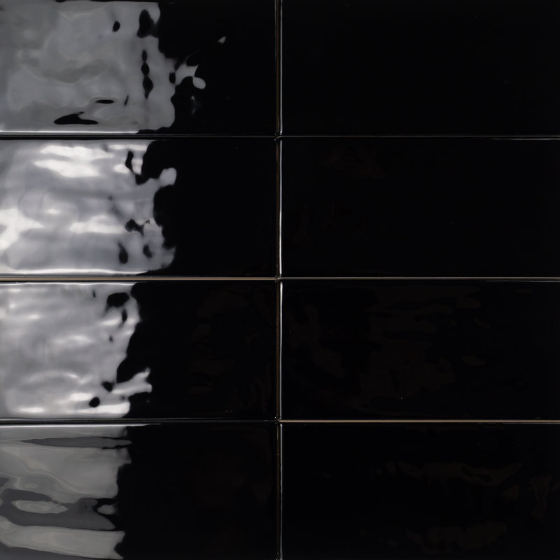 Carreau de mur de métro 4 po x 8 po Jade, Noir lave