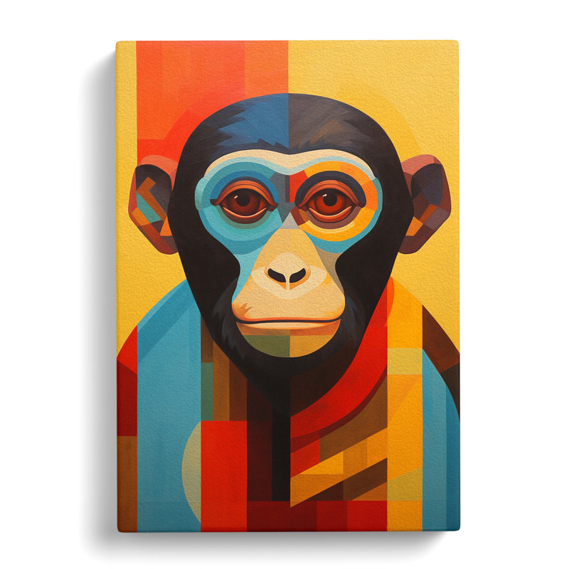 Monkey Constructivism Art No.2 - Wrapped Canvas, 76cm H x 50cm W x 3cm D