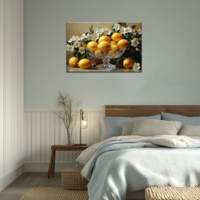 Art mural citron, affiche murale en toile citron, décoration murale de fruits rétro pour la cuisine, œuvre d'art de cuisine italienne, images de citron méditerranéen pour impressions murales 36 po x 48 po