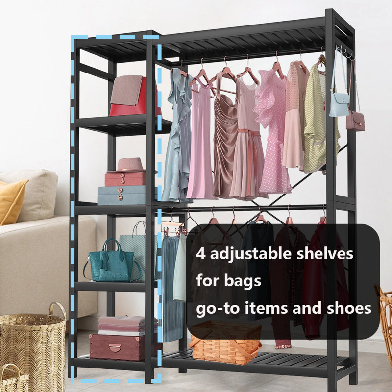 Versatile Multi-Functional Clothes Rack For Bedroom, Hallway, And More - Perfect For Hanging Clothes, Bags, And Towels, Black