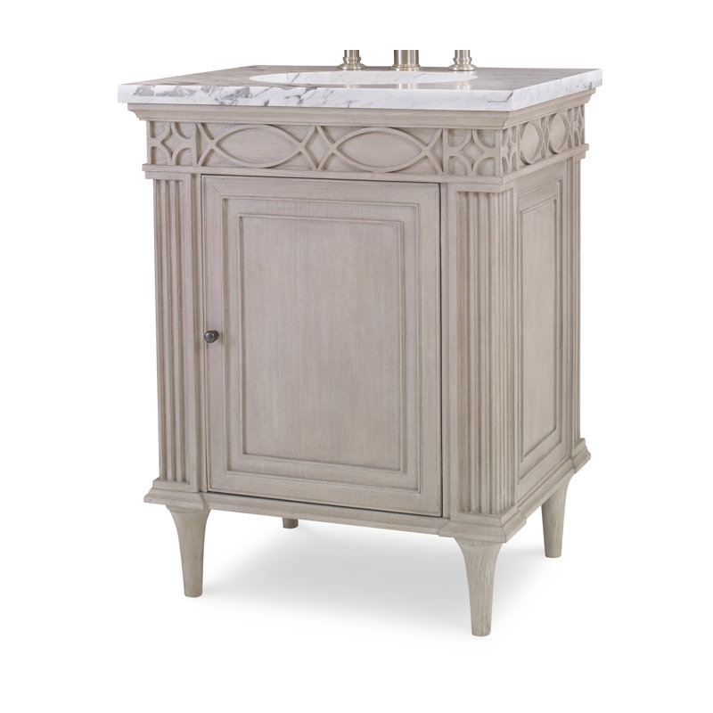 Seville Petite French White Marble Single Bathroom Vanity