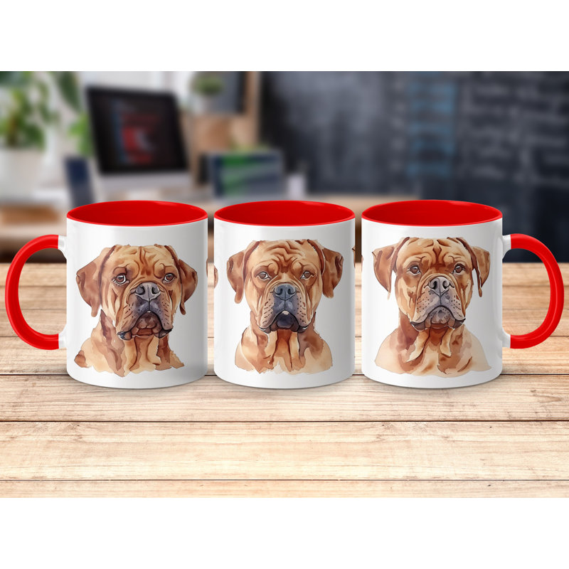 Watercolor Dogue de Bordeaux Design 11oz Coffee Mug, 3