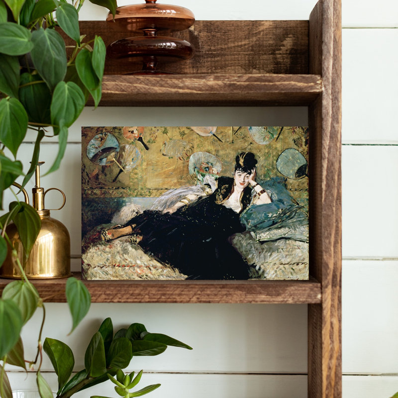 The Lady With Fans, Portrait Of Nina De Callias C.1873-74 Impressionist Abstract Contemporary Portrait Wall Art Print by Edouard Manet - 1 Piece Wrapped Canvas Wall Art