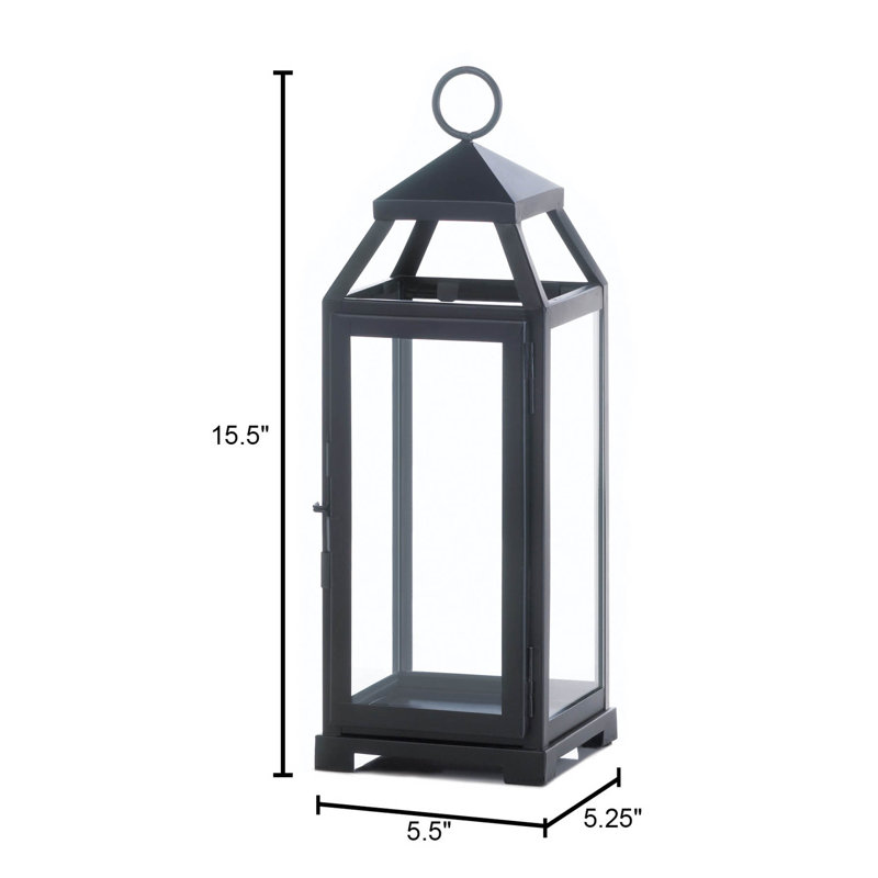 Tabletop Lantern, Dark Gray, 15.5" H x 5.25" W x 5.5" D