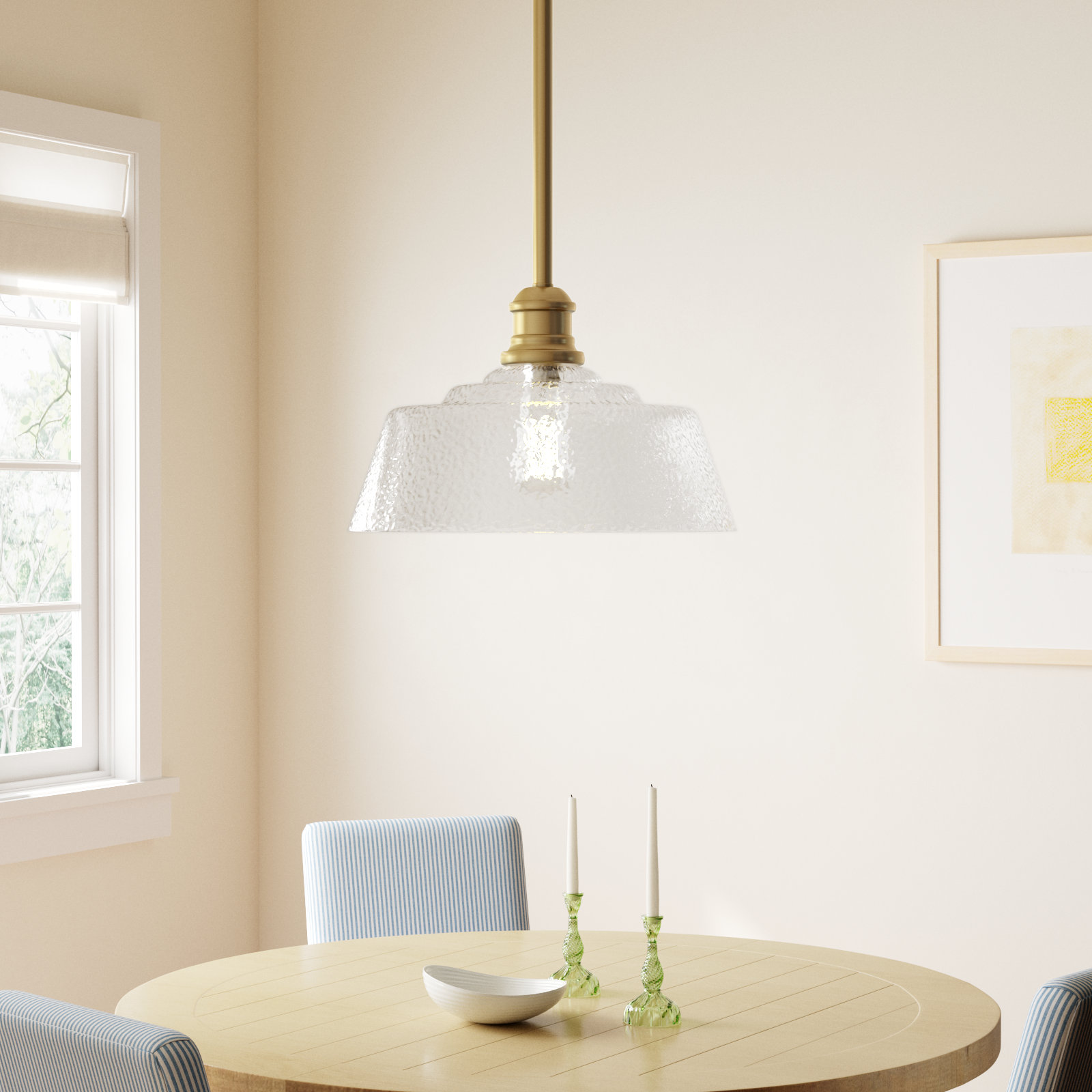 Lindholm Single Light Glass Dimmable Pendant, Natural Brass