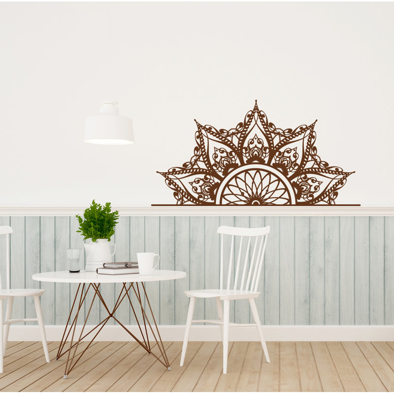 Adhésif décoratif demi-mandala, 18 po x 35 po, Brun