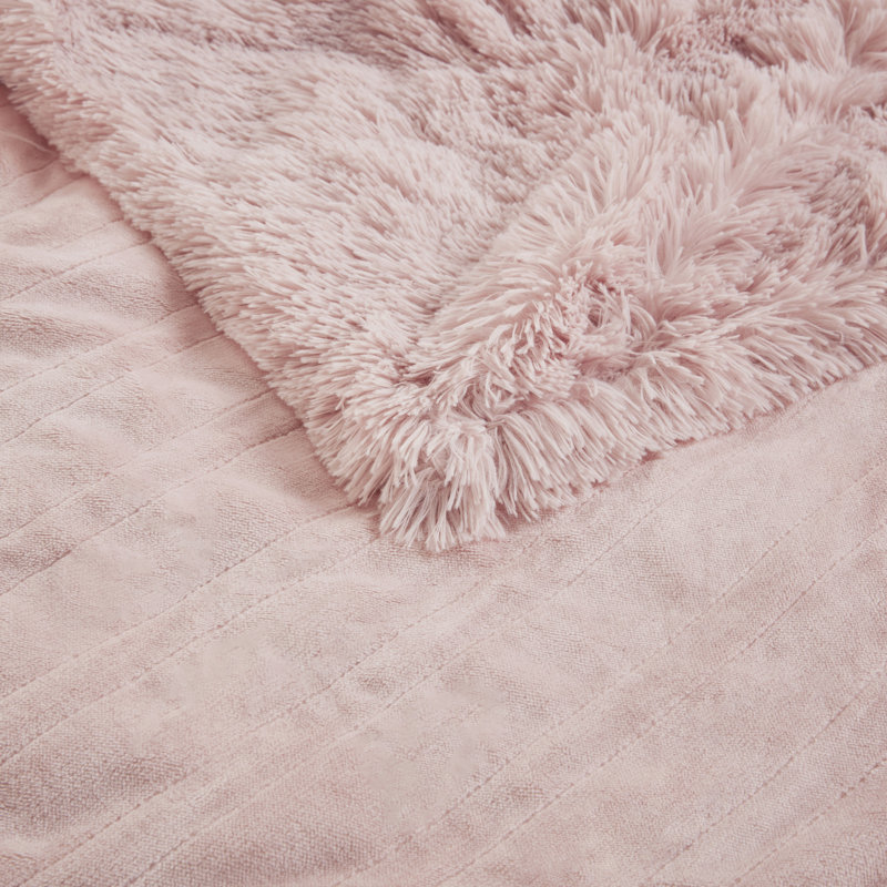 Serta Malea Heated Shaggy Faux Fur Heated Throw, Blush