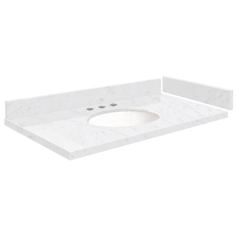 33,5 comptoir de meuble-lavabo simple avec 3 trous de robinet, Statuario