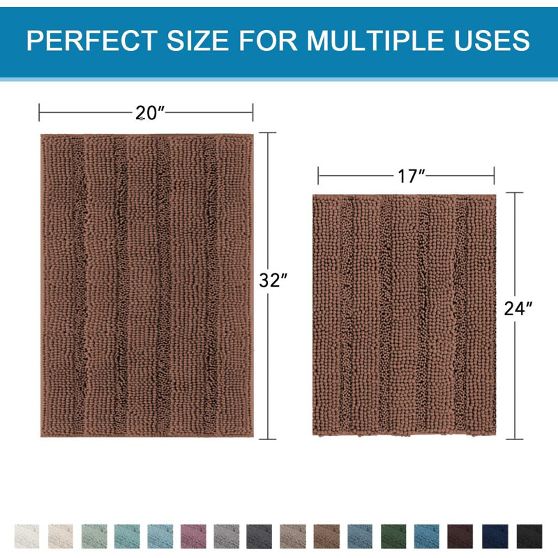 Lekishia Chenille Non-Slip Bath Rug