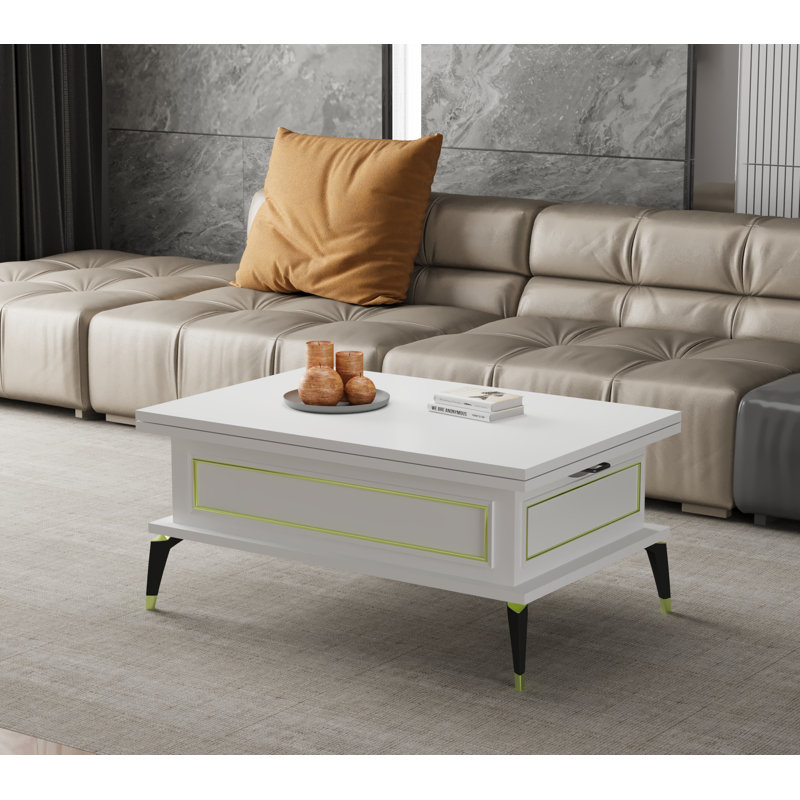 Ryann Extendable Lift Top Coffee Table 6 IN 1, White