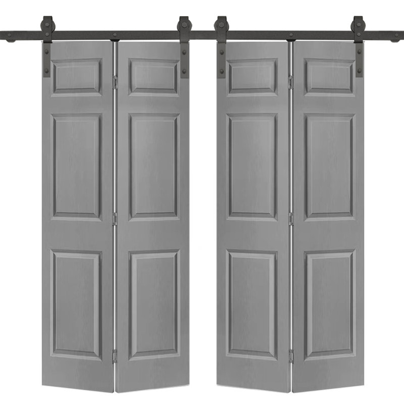 Portes de grange doubles en panneaux de fibres à densité moyenne composites avec ensemble de quincaillerie d'installation