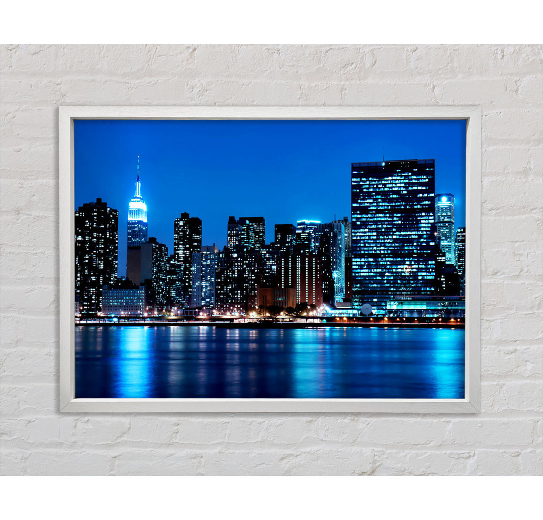 New York Empire State Blue Nights - Einzelner Bilderrahmen Kunstdrucke auf Leinwand