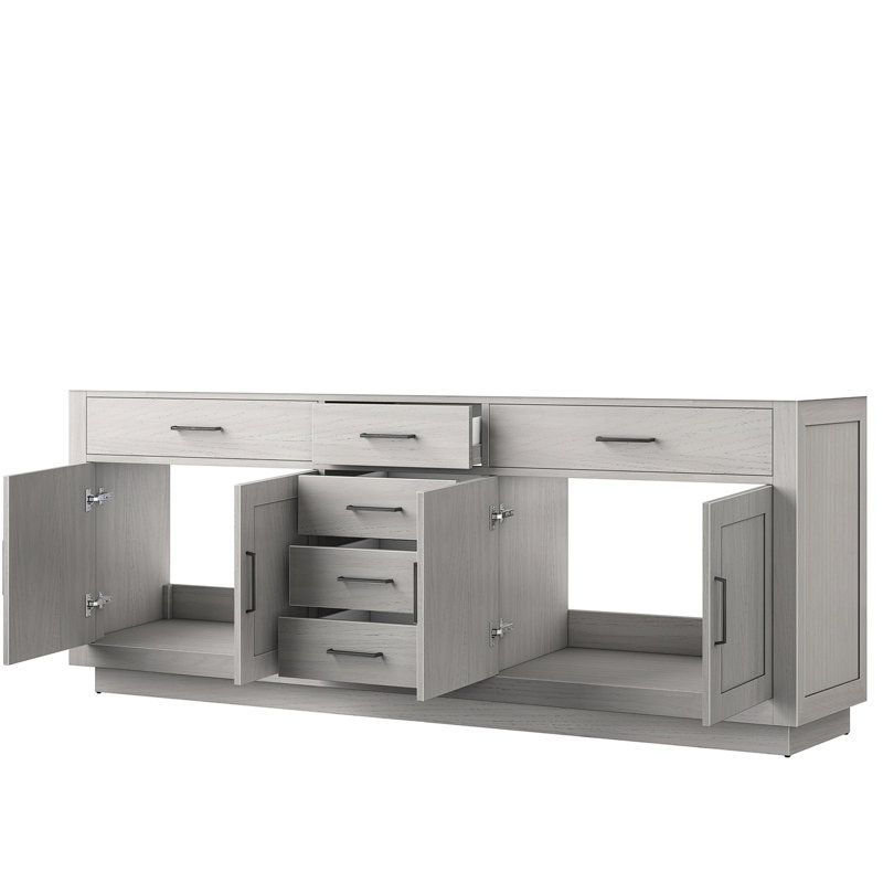 Meuble-lavabo double en chêne blanc, portes d'armoire à fermeture en douceur, sous les tablettes de rangement, assemblé pour une installation rapide dans les salles de bain compactes, panneau coulissant pour salle de bain, unité, petite configuration pré-assemblée
