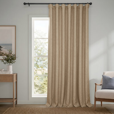 Ottis Faux Linen Room Darkening Curtain Panel