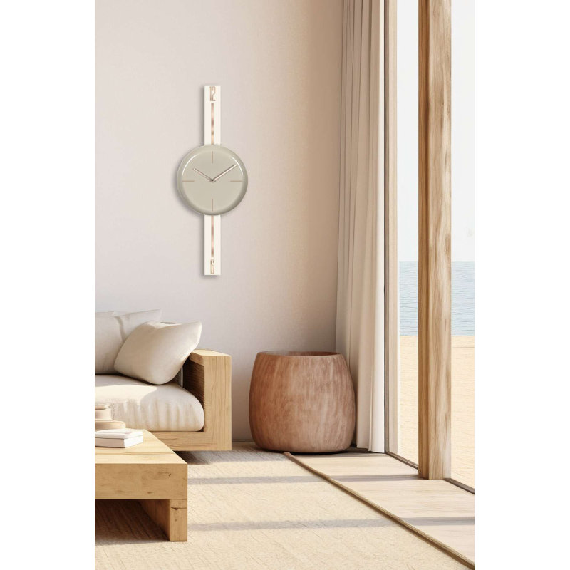Elegant Decorative Wall Clock, 30 in Diameter, Cream & Cappuccino Steel Design | 100% Steel Construction, Thickness: 0.04 in | Ideal for Home or Office Décor, Stylish and Durable Timepiece