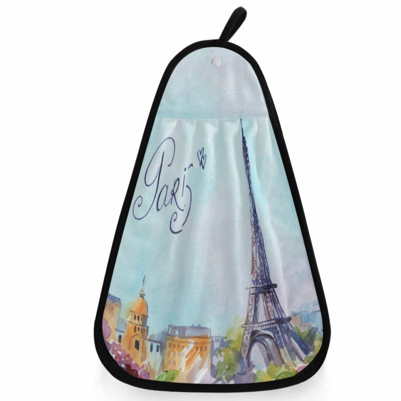 Eiffel Elegance Hand Towel - Soft Absorbent Kitchen & Bathroom Decor with Hanging Loop for Easy Drying and Cleaning