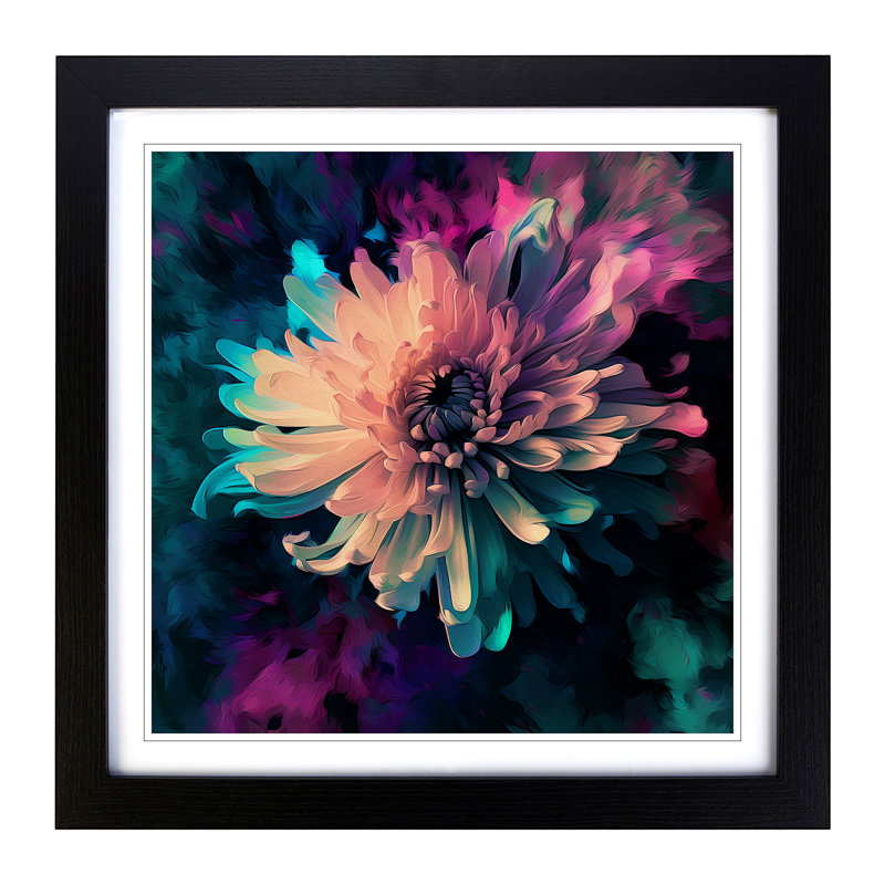 Chrysanthemum Glitch Art No.2 - Framed Print, Black