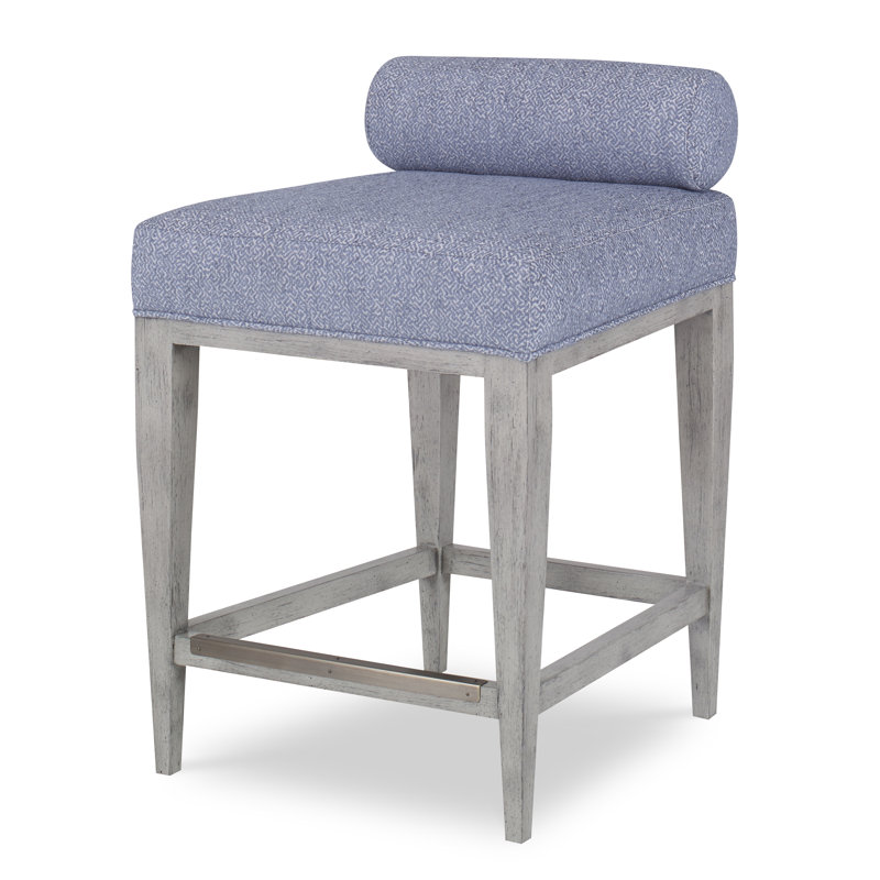Tabouret de comptoir Banks, Noyer noir, Tabouret de comptoir (siège d'une hauteur de 24 p, Lin ensoleillé
