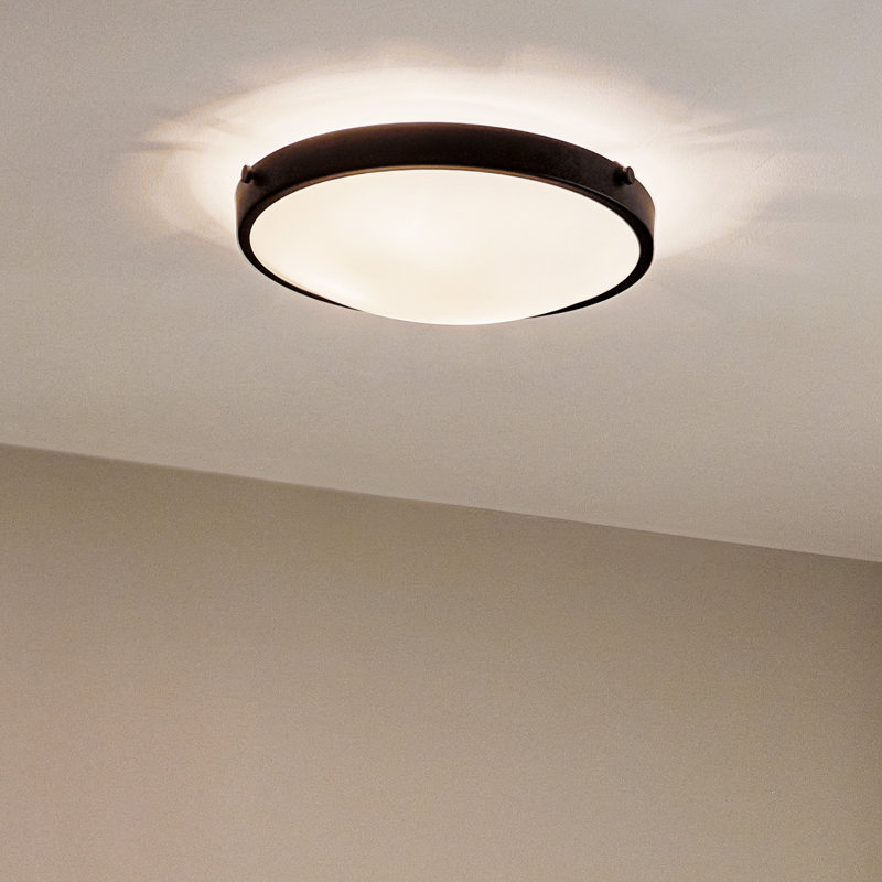 Glass Flush Mount, 5.5" H x 17.5" W, Black
